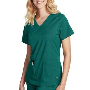 Grey's Anatomy by Barco Emma 4-Pocket V-Neck Top Scrubs Size XS Forest Green